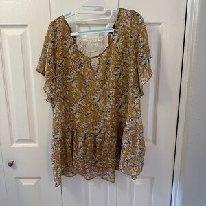 Torrid Mustard Floral Blouse